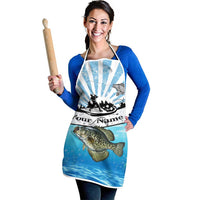 Personalized Crappie Fishing Apron with Lake Water Splash Scene and Sunrise Silhouette Angler Design - Wonder Print Shop