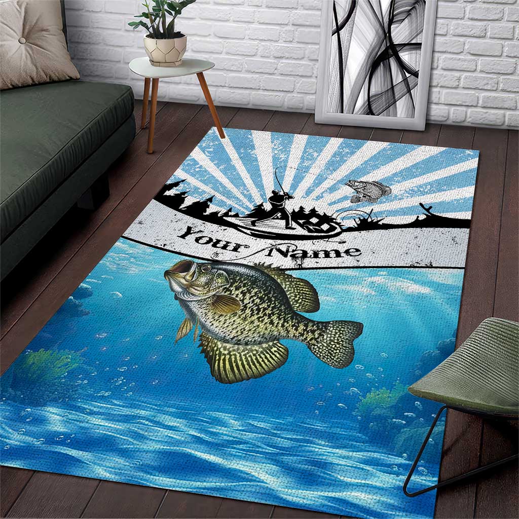 Personalized Crappie Fishing Area Rug with Lake Water Splash Scene and Sunrise Silhouette Angler Design - Wonder Print Shop