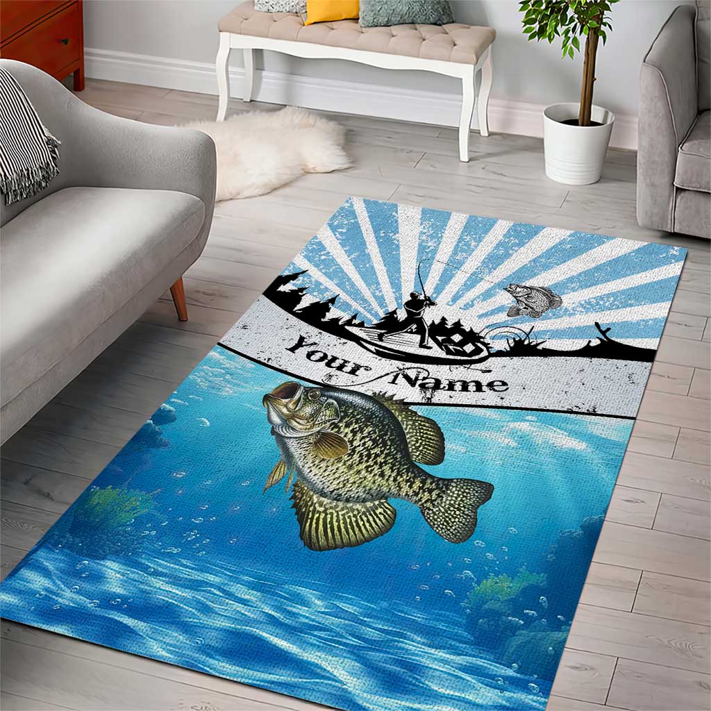 Personalized Crappie Fishing Area Rug with Lake Water Splash Scene and Sunrise Silhouette Angler Design - Wonder Print Shop