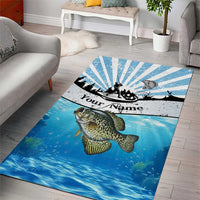 Personalized Crappie Fishing Area Rug with Lake Water Splash Scene and Sunrise Silhouette Angler Design - Wonder Print Shop