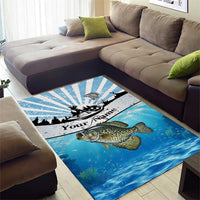 Personalized Crappie Fishing Area Rug with Lake Water Splash Scene and Sunrise Silhouette Angler Design - Wonder Print Shop