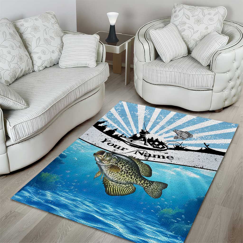 Personalized Crappie Fishing Area Rug with Lake Water Splash Scene and Sunrise Silhouette Angler Design - Wonder Print Shop