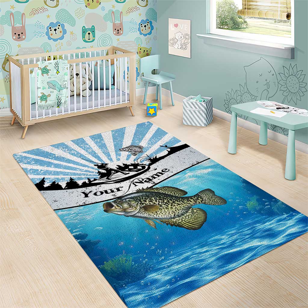 Personalized Crappie Fishing Area Rug with Lake Water Splash Scene and Sunrise Silhouette Angler Design - Wonder Print Shop