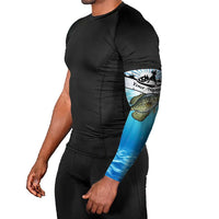 Personalized Crappie Fishing Arm Sleeves with Lake Water Splash Scene and Sunrise Silhouette Angler Design - Wonder Print Shop