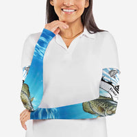 Personalized Crappie Fishing Arm Sleeves with Lake Water Splash Scene and Sunrise Silhouette Angler Design - Wonder Print Shop