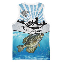 Personalized Crappie Fishing Basketball Jersey with Lake Water Splash Scene and Sunrise Silhouette Angler Design - Wonder Print Shop