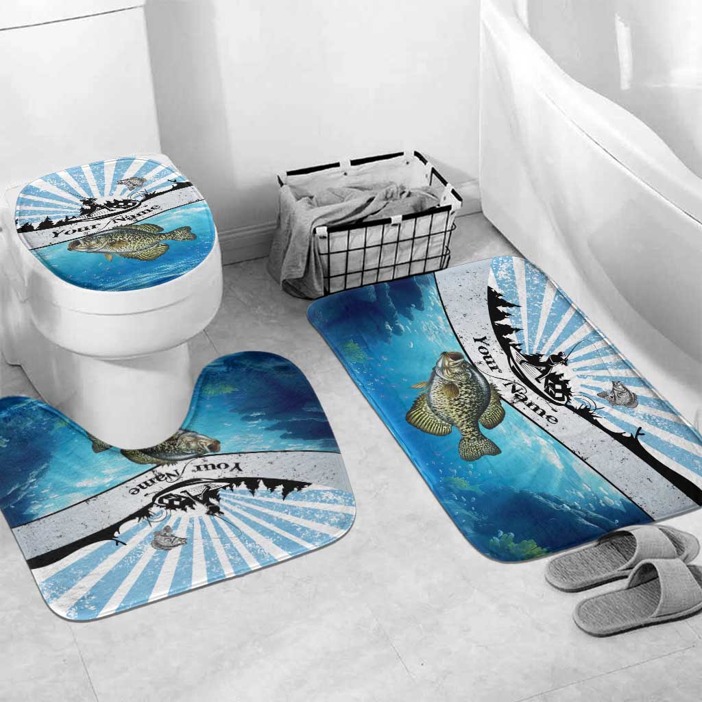 Personalized Crappie Fishing Bathroom Set with Lake Water Splash Scene and Sunrise Silhouette Angler Design - Wonder Print Shop