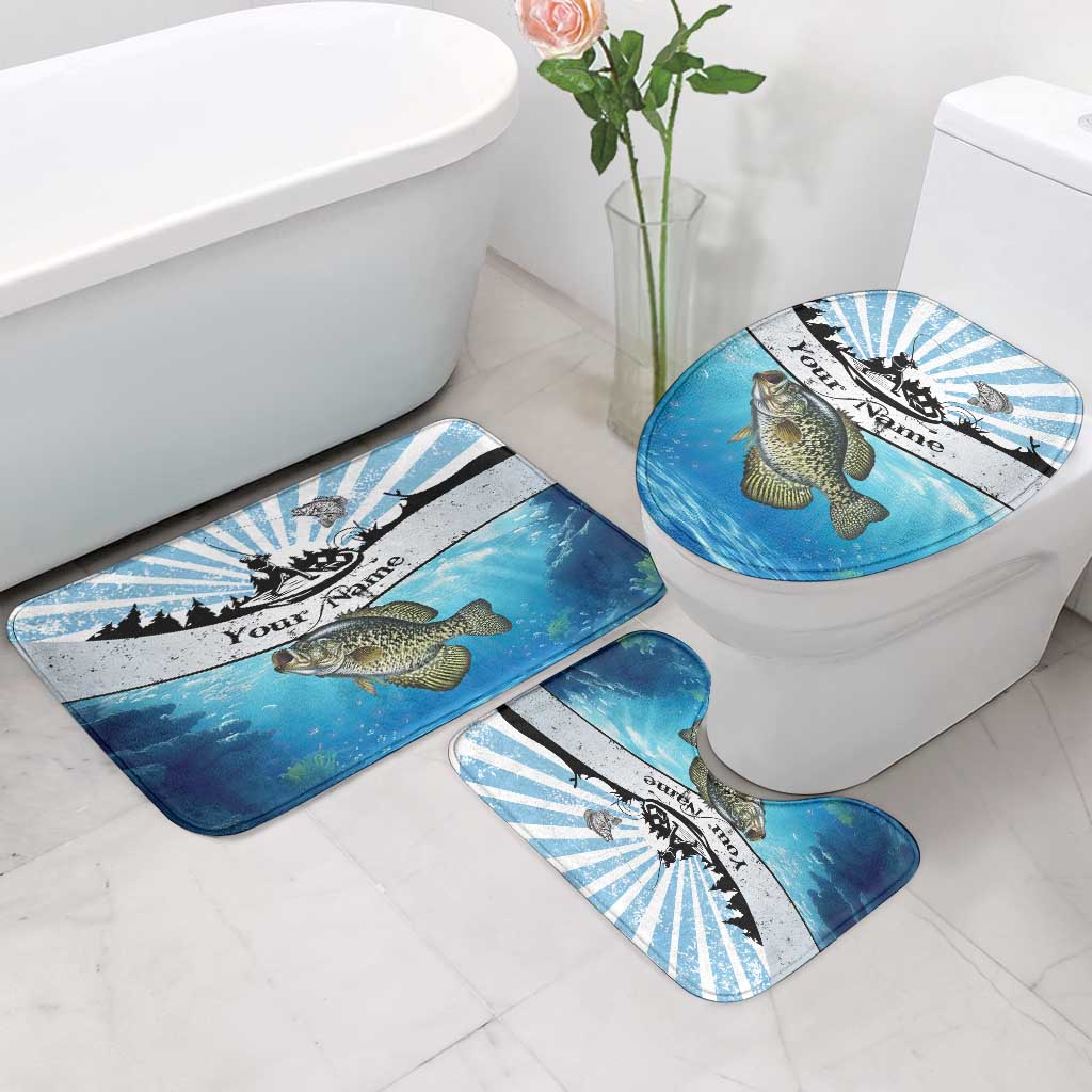 Personalized Crappie Fishing Bathroom Set with Lake Water Splash Scene and Sunrise Silhouette Angler Design - Wonder Print Shop