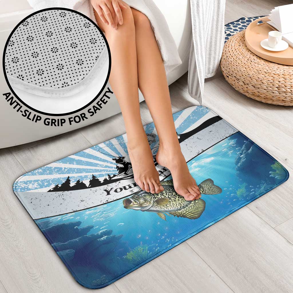 Personalized Crappie Fishing Bathroom Set with Lake Water Splash Scene and Sunrise Silhouette Angler Design - Wonder Print Shop