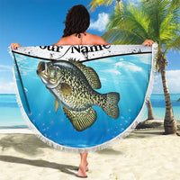 Personalized Crappie Fishing Beach Blanket with Lake Water Splash Scene and Sunrise Silhouette Angler Design - Wonder Print Shop