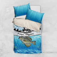 Personalized Crappie Fishing Bedding Set with Lake Water Splash Scene and Sunrise Silhouette Angler Design - Wonder Print Shop