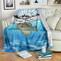Personalized Crappie Fishing Blanket with Lake Water Splash Scene and Sunrise Silhouette Angler Design - Wonder Print Shop