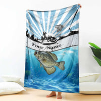 Personalized Crappie Fishing Blanket with Lake Water Splash Scene and Sunrise Silhouette Angler Design - Wonder Print Shop
