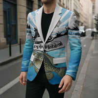 Personalized Crappie Fishing Blazer with Lake Water Splash Scene and Sunrise Silhouette Angler Design - Wonder Print Shop