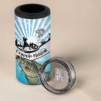 Personalized Crappie Fishing 4 in 1 Can Cooler Tumbler with Lake Water Splash Scene and Sunrise Silhouette Angler Design - Wonder Print Shop