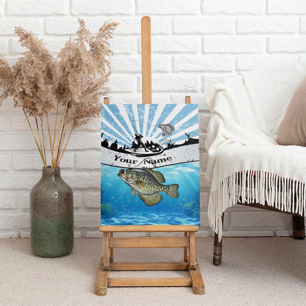 Personalized Crappie Fishing Canvas Wall Art with Lake Water Splash Scene and Sunrise Silhouette Angler Design - Wonder Print Shop