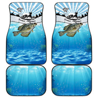 Personalized Crappie Fishing Car Mats with Lake Water Splash Scene and Sunrise Silhouette Angler Design - Wonder Print Shop
