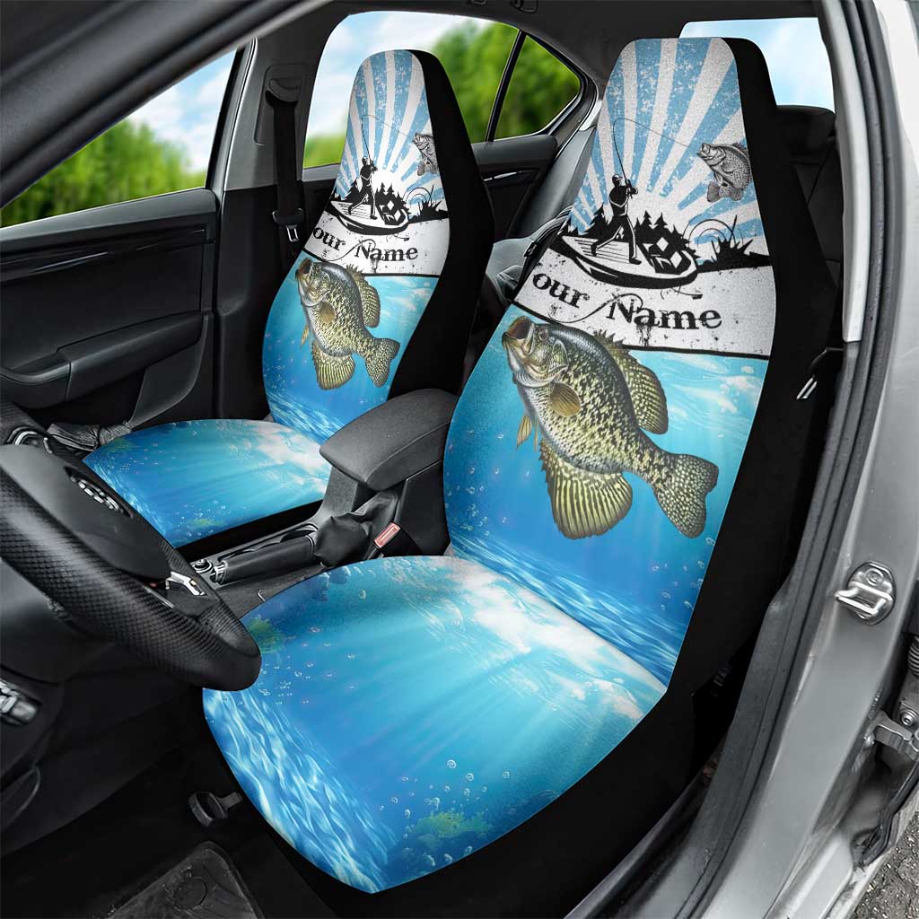 Personalized Crappie Fishing Car Seat Cover with Lake Water Splash Scene and Sunrise Silhouette Angler Design - Wonder Print Shop