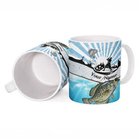 Personalized Crappie Fishing Ceramic Mug with Lake Water Splash Scene and Sunrise Silhouette Angler Design - Wonder Print Shop
