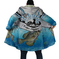 Personalized Crappie Fishing Cloak with Lake Water Splash Scene and Sunrise Silhouette Angler Design - Wonder Print Shop