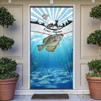 Personalized Crappie Fishing Door Cover with Lake Water Splash Scene and Sunrise Silhouette Angler Design - Wonder Print Shop