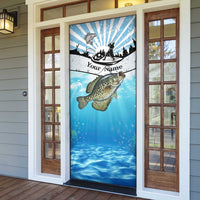 Personalized Crappie Fishing Door Cover with Lake Water Splash Scene and Sunrise Silhouette Angler Design - Wonder Print Shop