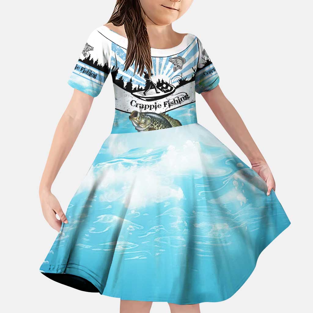 Personalized Crappie Fishing Family Matching Puletasi and Hawaiian Shirt with Lake Water Splash Scene and Sunrise Silhouette Angler Design - Wonder Print Shop