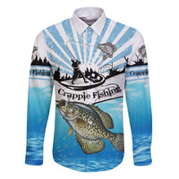 Personalized Crappie Fishing Family Matching Puletasi and Hawaiian Shirt with Lake Water Splash Scene and Sunrise Silhouette Angler Design - Wonder Print Shop