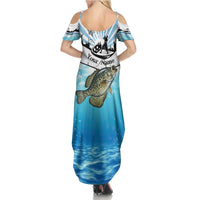Personalized Crappie Fishing Family Matching Summer Maxi Dress and Hawaiian Shirt with Lake Water Splash Scene and Sunrise Silhouette Angler Design - Wonder Print Shop