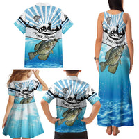 Personalized Crappie Fishing Family Matching Tank Maxi Dress and Hawaiian Shirt with Lake Water Splash Scene and Sunrise Silhouette Angler Design - Wonder Print Shop