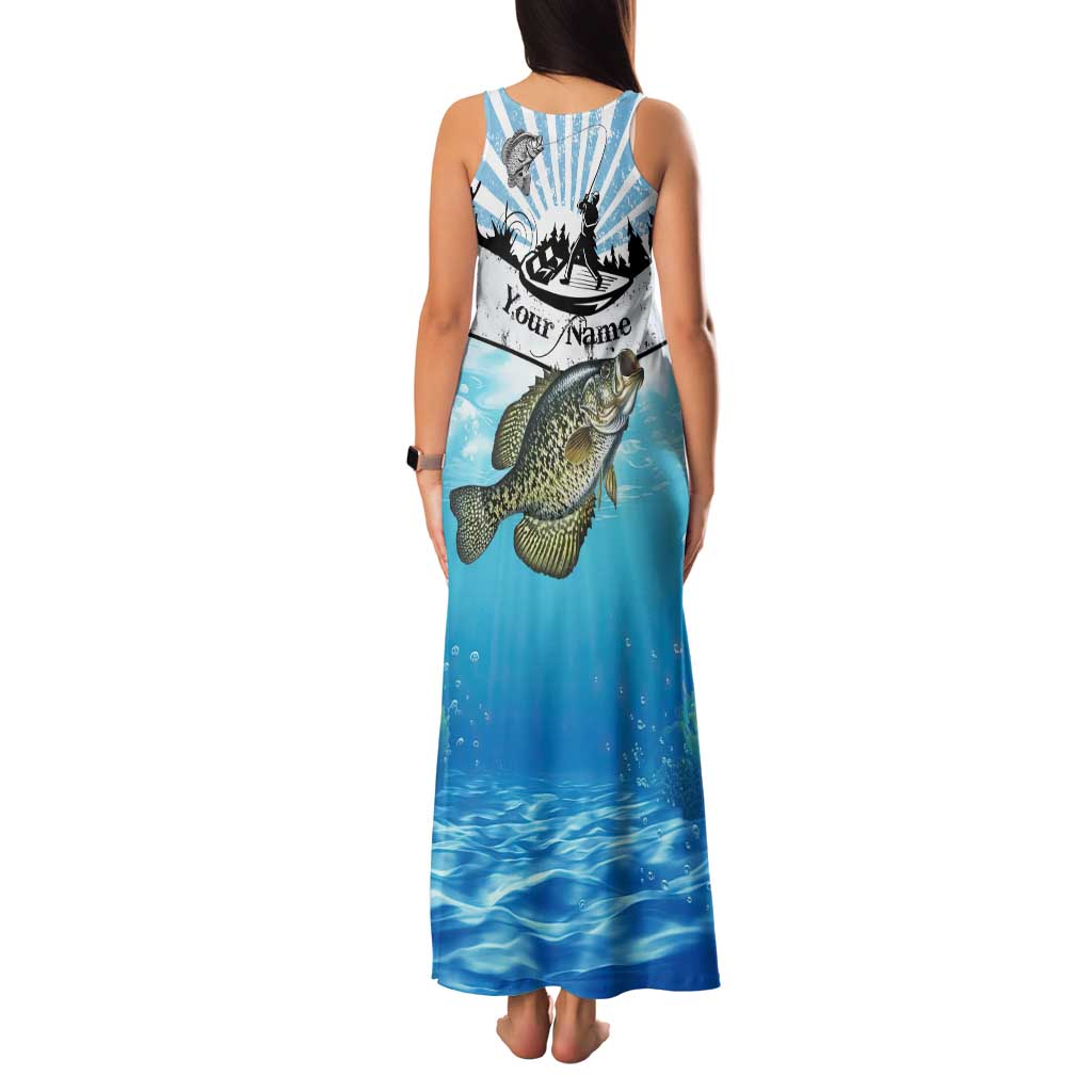 Personalized Crappie Fishing Family Matching Tank Maxi Dress and Hawaiian Shirt with Lake Water Splash Scene and Sunrise Silhouette Angler Design - Wonder Print Shop