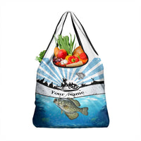 Personalized Crappie Fishing Grocery Bag with Lake Water Splash Scene and Sunrise Silhouette Angler Design - Wonder Print Shop