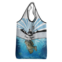 Personalized Crappie Fishing Grocery Bag with Lake Water Splash Scene and Sunrise Silhouette Angler Design - Wonder Print Shop