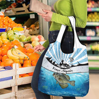 Personalized Crappie Fishing Grocery Bag with Lake Water Splash Scene and Sunrise Silhouette Angler Design - Wonder Print Shop