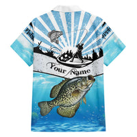 Personalized Crappie Fishing Hawaiian Shirt with Lake Water Splash Scene and Sunrise Silhouette Angler Design - Wonder Print Shop