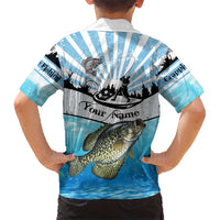 Personalized Crappie Fishing Hawaiian Shirt with Lake Water Splash Scene and Sunrise Silhouette Angler Design - Wonder Print Shop