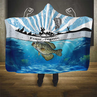 Personalized Crappie Fishing Hooded Blanket with Lake Water Splash Scene and Sunrise Silhouette Angler Design - Wonder Print Shop