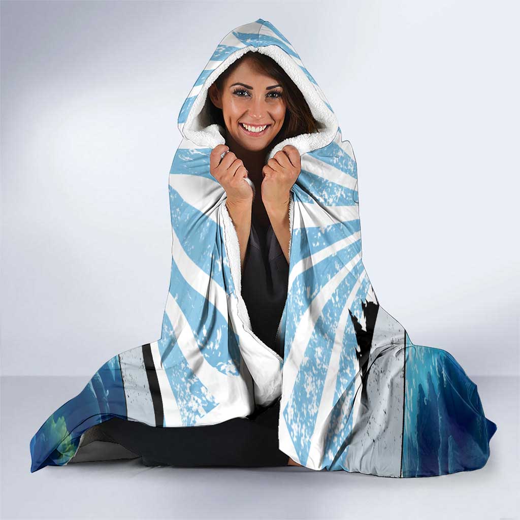 Personalized Crappie Fishing Hooded Blanket with Lake Water Splash Scene and Sunrise Silhouette Angler Design - Wonder Print Shop