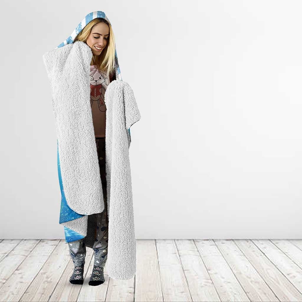 Personalized Crappie Fishing Hooded Blanket with Lake Water Splash Scene and Sunrise Silhouette Angler Design - Wonder Print Shop