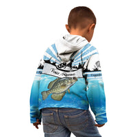 Personalized Crappie Fishing Kid Hoodie with Lake Water Splash Scene and Sunrise Silhouette Angler Design - Wonder Print Shop