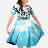 Personalized Crappie Fishing Kid Short Sleeve Dress with Lake Water Splash Scene and Sunrise Silhouette Angler Design - Wonder Print Shop