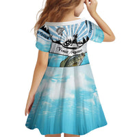 Personalized Crappie Fishing Kid Short Sleeve Dress with Lake Water Splash Scene and Sunrise Silhouette Angler Design - Wonder Print Shop