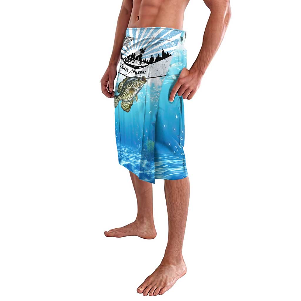 Personalized Crappie Fishing Lavalava with Lake Water Splash Scene and Sunrise Silhouette Angler Design - Wonder Print Shop