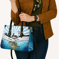 Personalized Crappie Fishing Leather Bag with Lake Water Splash Scene and Sunrise Silhouette Angler Design - Wonder Print Shop
