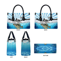 Personalized Crappie Fishing Leather Bag with Lake Water Splash Scene and Sunrise Silhouette Angler Design - Wonder Print Shop
