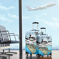 Personalized Crappie Fishing Luggage Cover with Lake Water Splash Scene and Sunrise Silhouette Angler Design - Wonder Print Shop