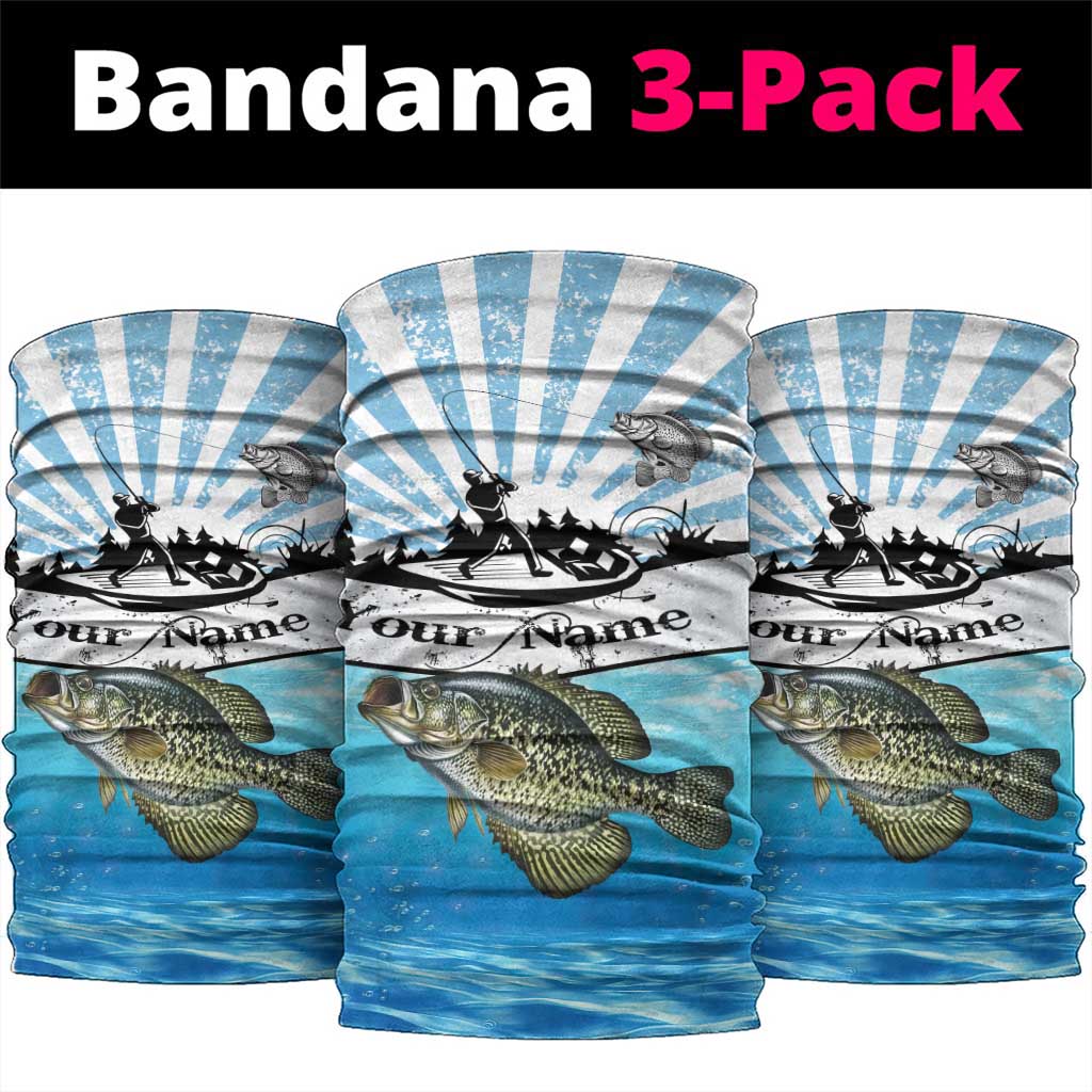 Personalized Crappie Fishing Neck Gaiter with Lake Water Splash Scene and Sunrise Silhouette Angler Design - Wonder Print Shop