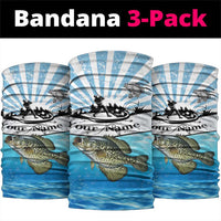 Personalized Crappie Fishing Neck Gaiter with Lake Water Splash Scene and Sunrise Silhouette Angler Design - Wonder Print Shop