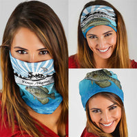 Personalized Crappie Fishing Neck Gaiter with Lake Water Splash Scene and Sunrise Silhouette Angler Design - Wonder Print Shop
