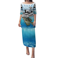 Personalized Crappie Fishing Puletasi with Lake Water Splash Scene and Sunrise Silhouette Angler Design - Wonder Print Shop